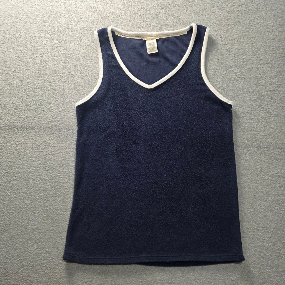 Lucky Brand Tank Top Womens XS Navy Blue V Neck Contrast Trim Vintage Sleeveless